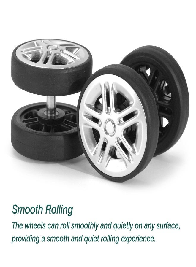 Ech.Apr Luggage Wheels Replacement OD 50mm, 8 Pcs Suitcase Replacement Double-Row Wheels, Wear Resistant Rubber Repair Swivel Casters for Travel, Silver - Image 5